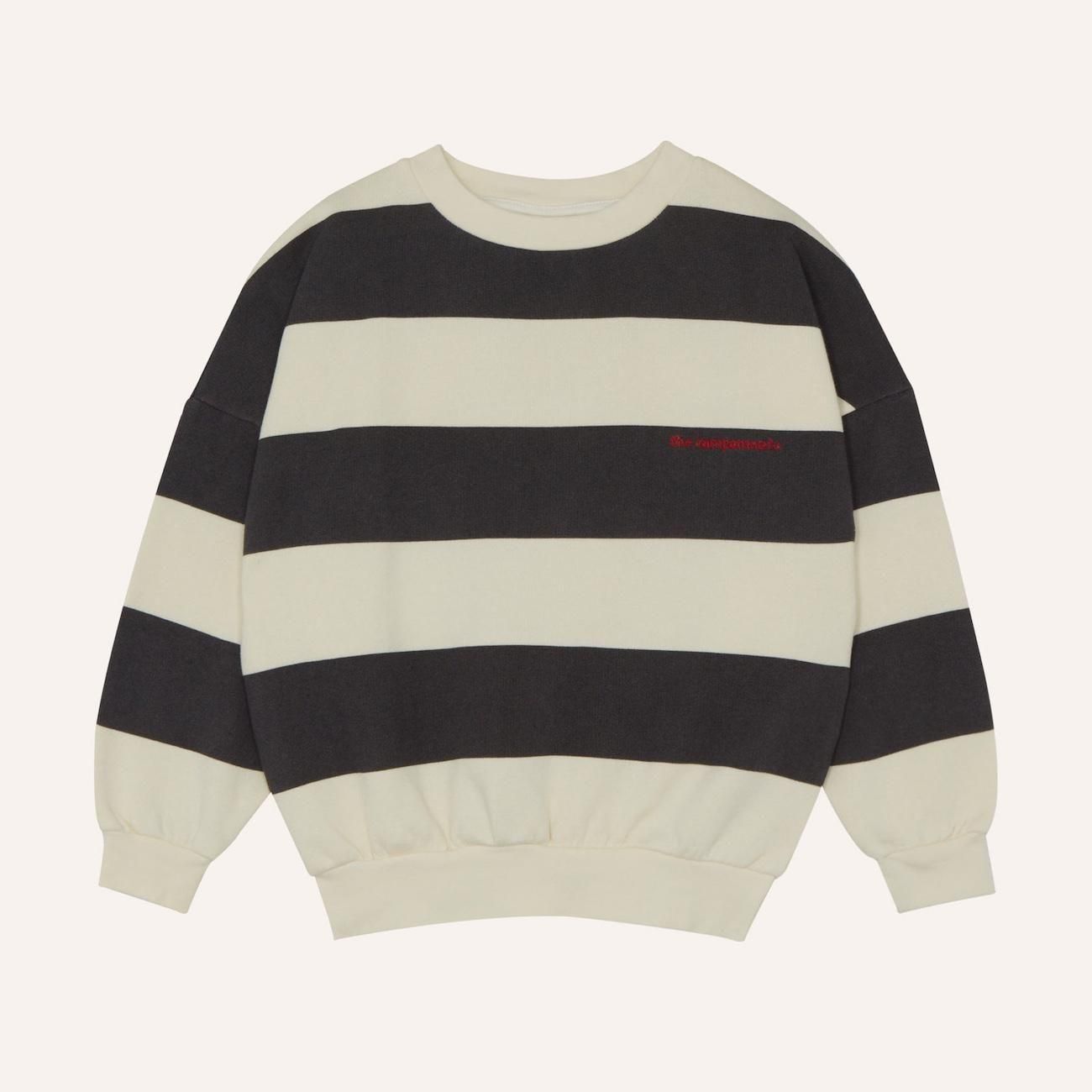 <img class='new_mark_img1' src='https://img.shop-pro.jp/img/new/icons10.gif' style='border:none;display:inline;margin:0px;padding:0px;width:auto;' />the campamento Grey Stripes Sweatshirtの商品画像