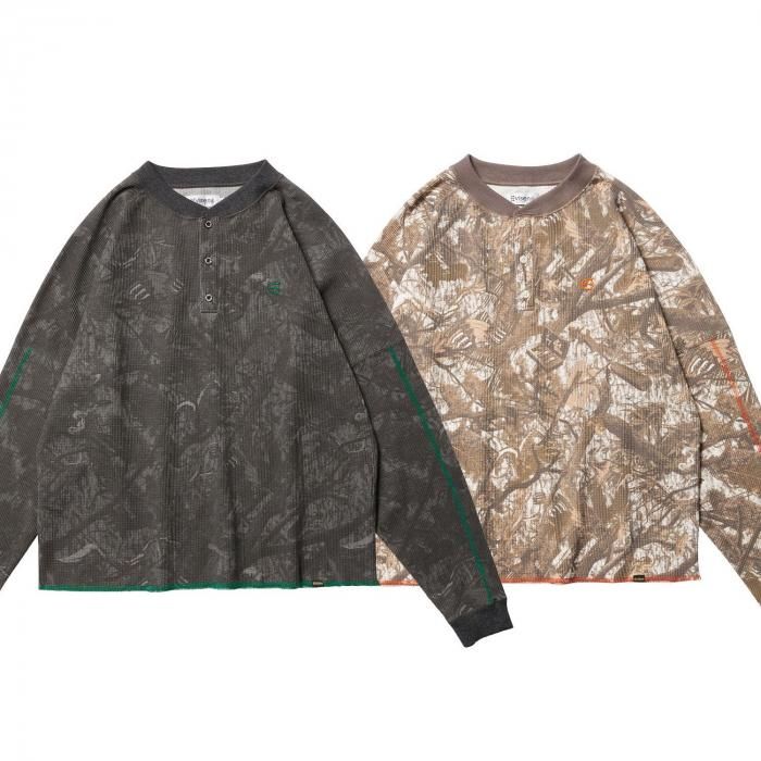 トップス EVISEN SUSHI CAMO HENLEY NECK THERMAL Evisen Skateboards SUSHI CAMO HENLEY NECK THERMAL - Cabron