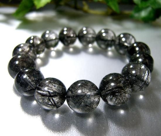 天然石 ブラックルチルクォーツブレスレット ルチルクォーツ ブレスレット（ブラックルチルクォーツ133）- パワーストーンショップ