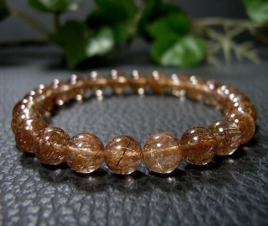 ブレスレット（オレンジルチルクォーツ92）7.5mmAA- パワーストーン