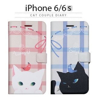 Happymori iPhone 6/6s Cat Couple Diary ホワイト