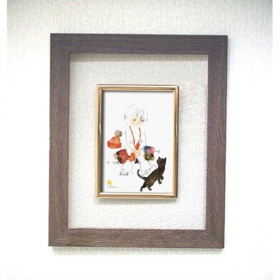 奥が透けて見えるフレーム □いわさきちひろ透明ブラウンフレーム 黒い