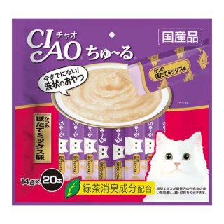 （まとめ）CIAO ちゅ〜る かつお ほたてミックス味 14g×20本 (ペット用品・猫フード)【×16セット】