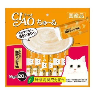 （まとめ）CIAO ちゅ〜る とりささみ 海鮮ミックス味 14g×20本 (ペット用品・猫フード)【×16セット】