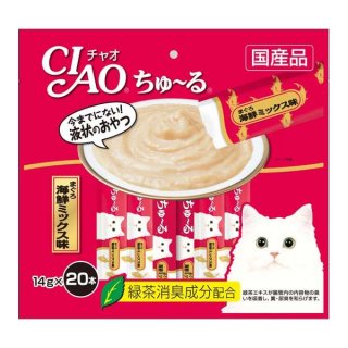 （まとめ）CIAO ちゅ〜る まぐろ 海鮮ミックス味 14g×20本 (ペット用品・猫フード)【×16セット】