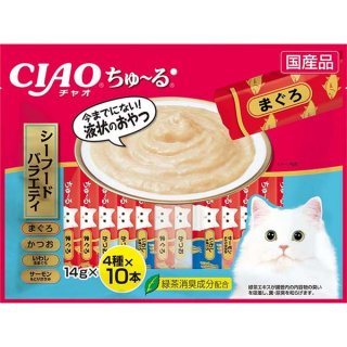 （まとめ）ちゅ〜る 40本入り シーフードバラエティ (ペット用品・猫フード)【×8セット】