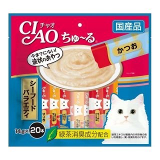 （まとめ）CIAO ちゅ〜る シーフードバラエティ 14g×20本 (ペット用品・猫フード)【×16セット】