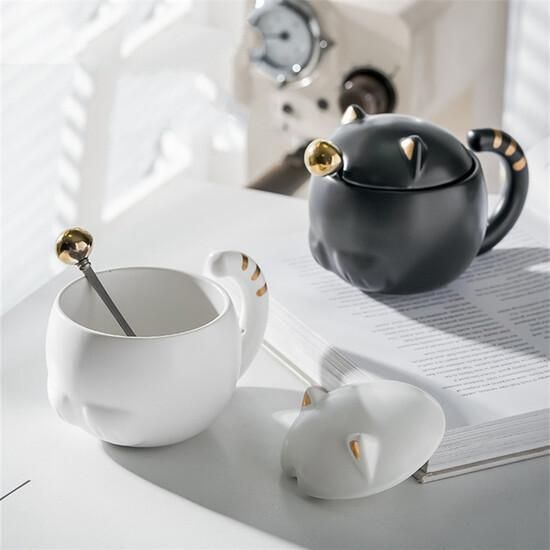 マグカップ ふた付き スプーン 猫 350ml デザイナー おしゃれ かわいい