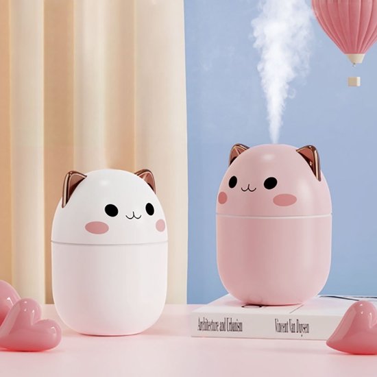 加湿器 猫 ネコ ホワイト ピンク CAT 超音波式 乾燥対策 アロマ ディフューザー USB かわいい ナノミスト -  猫雑貨＆猫グッズ通販専門店キトンブルー