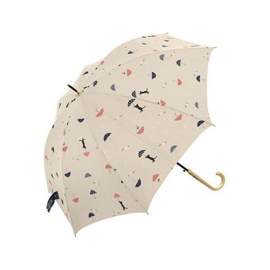 三国 MKN 60cm耐風ジャンプ傘 アンブレラCAT ベージュ S1114415 丈夫