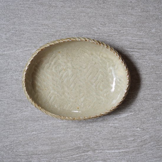 まゆみ窯 - 楕円皿 象嵌 透明釉
