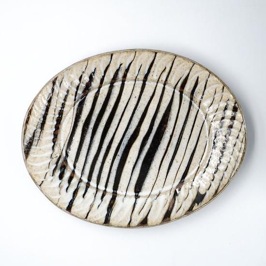 作家　スリップウェア　オーバル皿　２枚 柳瀬俊一郎 - スリップウェア 波縁皿 L - moyi store