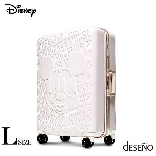 ディズニー Disney ミッキー Mickey Deseno スーツケース アルミフレーム Lサイズ 白