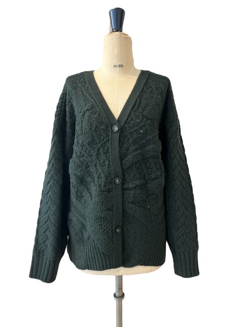 Mame Kurogouchi / Floral Motif Chunky Knitted Cardigan