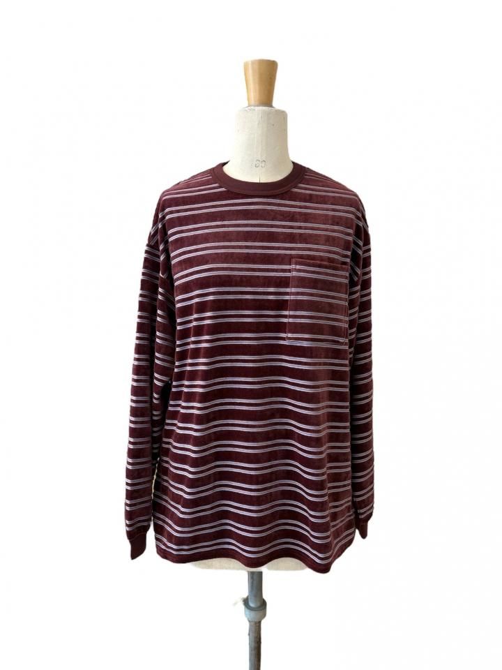 トップス PHEENY/VELOURS BORDER L/S(BURGUNDY) PHEENY/VELOURS BORDER L/S(BURGUNDY)