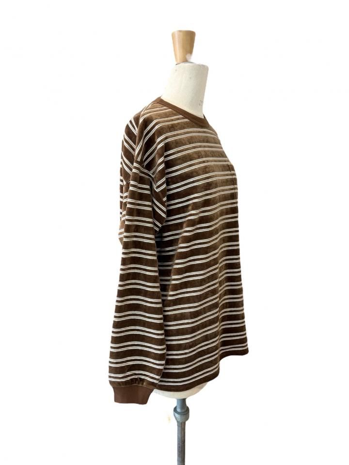 トップス pheeny 2025Velvet border L/S - burgundy PHEENY] フィーニー Velvet border L/S(BURGUNDY)