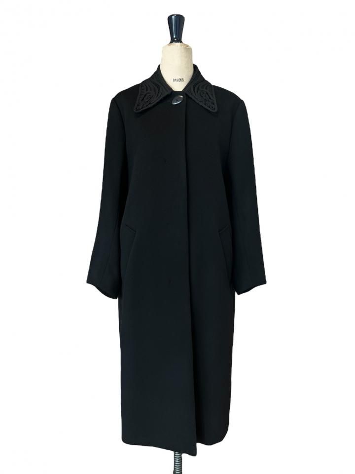 KURO クロ MELTON WOOL M-51 COAT Mame Kurogouchi】 ・ Wool Melton Embroidery Collar Long Coat