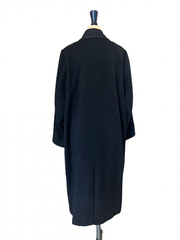 mame kurogouchi コード刺繍 コート navy Wool Melton Embroidery Collar Long Coat - navy - Mame Kurogouchi