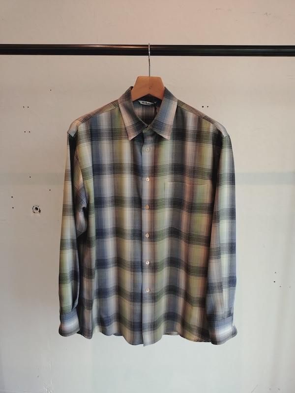 AURALEE SUPER LIGHT WOOL CHECK SHIRT - ISLE