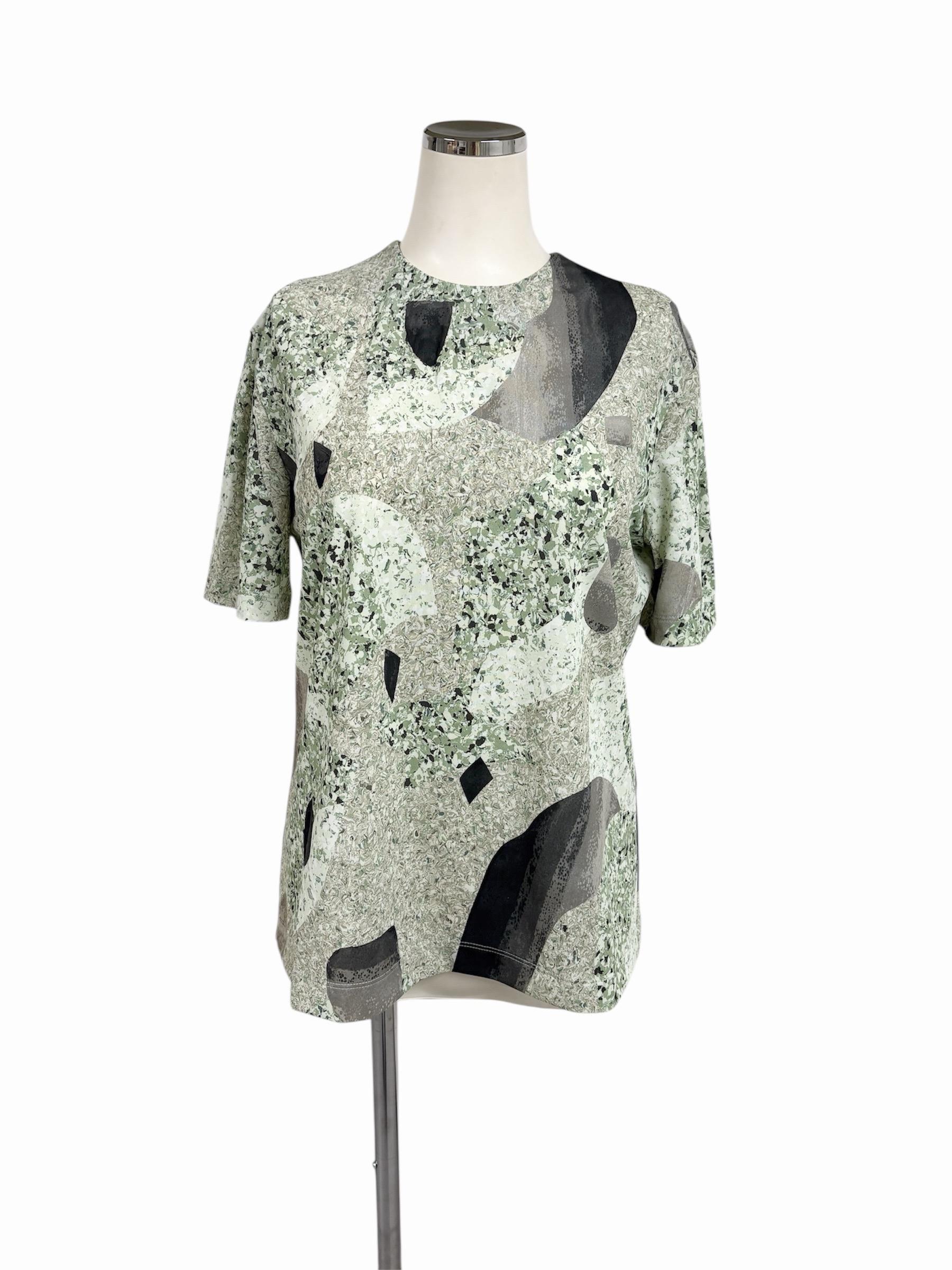 Mame Kurogouchi / Marble Print Jersey Short Sleeve Top