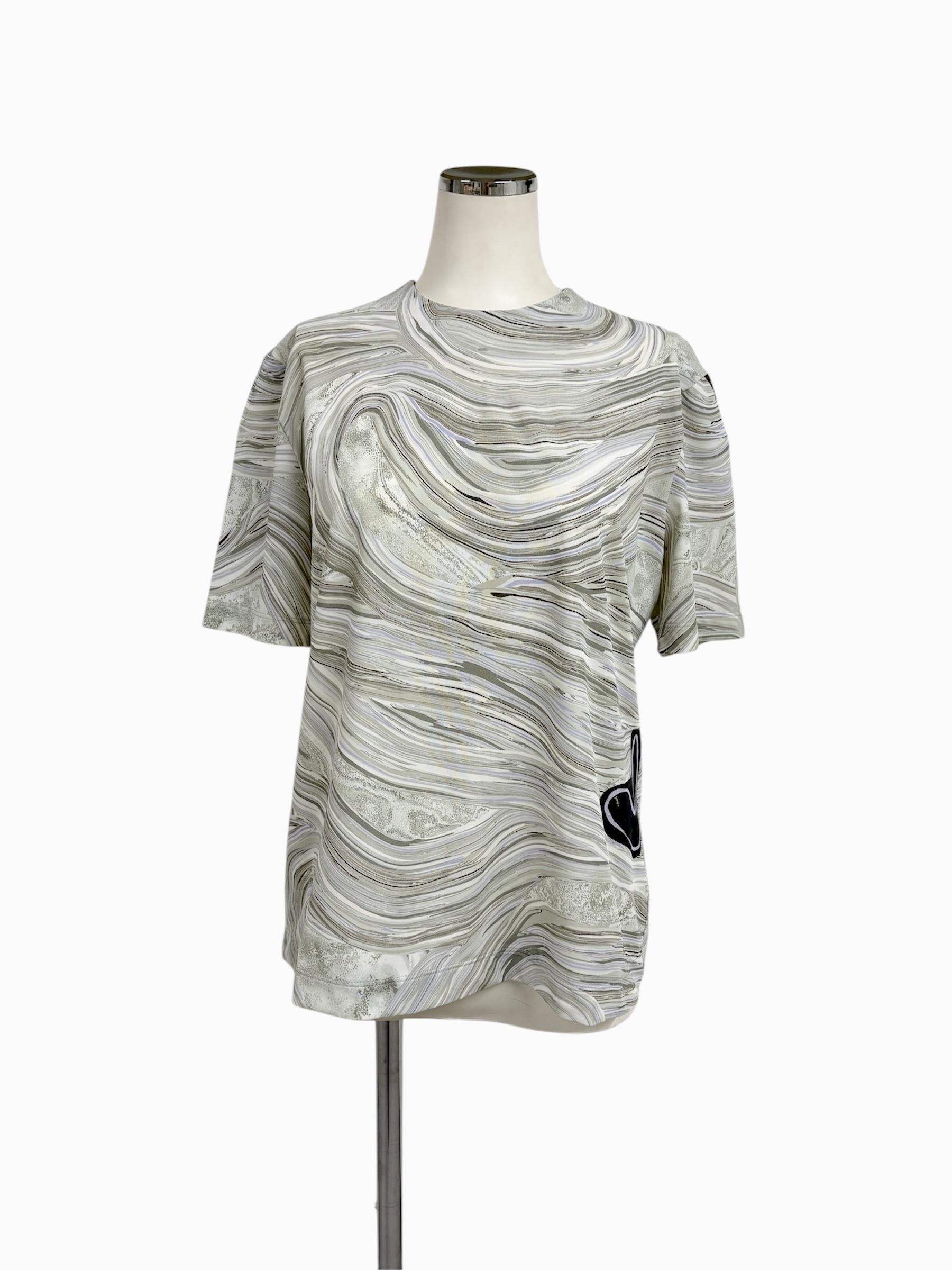 Mame Kurogouchi / Marble Print Jersey Short Sleeve Top