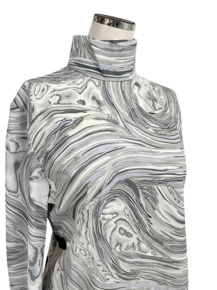 〖美品〗マメクロゴウチ　マーブルプリントシアージャージーハイネックトップス Mame Kurogouchi / Marble Print Jersey High Neck Top - ISLE