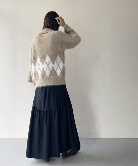 2way argyle shaggy knit - cleio