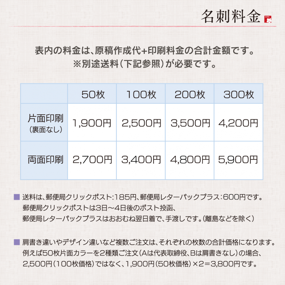 バラのオリジナルデザイン名刺