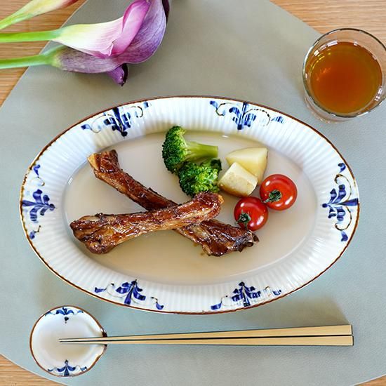 リーヴス しのぎオーバル皿(3サイズ) - 有田焼窯元 皓洋窯 リーヴス しのぎオーバル皿(3サイズ) - 有田焼窯元 皓洋窯