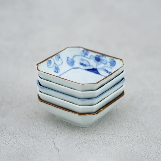 有田焼 藤太郎窯 小皿 豆皿 5枚（隅切小付（豆皿）（5柄