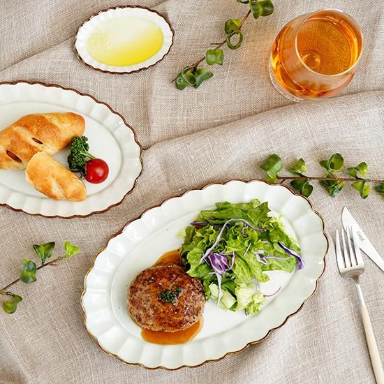 さびミモザ 菊割オーバル皿（3サイズ） - 有田焼窯元 皓洋窯 公式