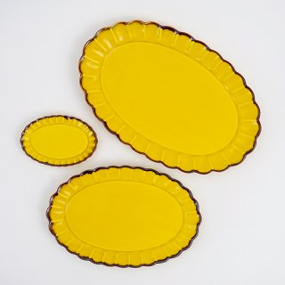 さびミモザ　菊割オーバル皿（3サイズ）