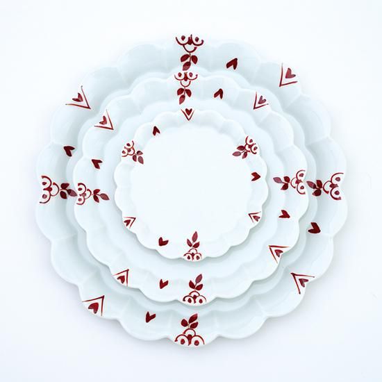 剣先小花（赤） フラワープレート（3サイズ） - 有田焼窯元 皓