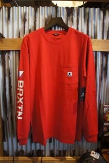 BRIXTON STOWELL L/S STANDARD POCKET TEE (CAYENNE)