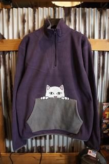 RIPNDIP Peek A Nermal Brushed Fleece 3/4 Zip Sweater (Purple / Gray)