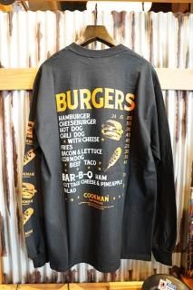 Cookman Long sleeve T-shirts Burgers Menu (BLACK)