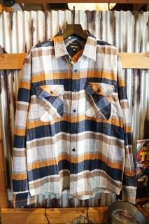 BRIXTON BOWERY L/S FLANNEL (JOE BLUE/OFF WHITE)