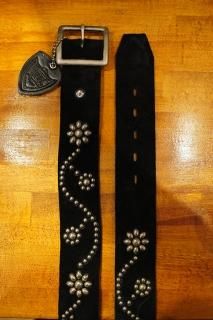 HTC  #24 Silver Vintage Studs Belt 1.75 (Suede Black)