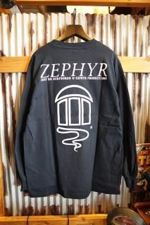 JEFF HO SURFBOARDS & ZEPHYR PRODUCTIONS LOGO L/S TEE (NAVY)