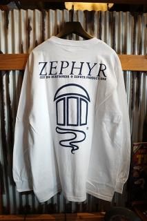 JEFF HO SURFBOARDS & ZEPHYR PRODUCTIONS LOGO L/S TEE (WHITE)