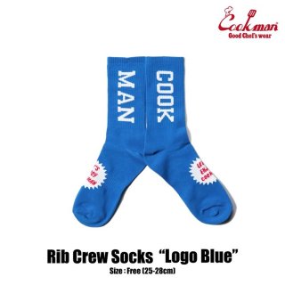 Cookman Rib Crew Socks (Logo Blue)