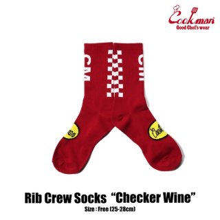 Cookman Rib Crew Socks (Checker Wine)