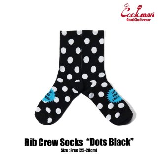 Cookman Rib Crew Socks (Dots Black)