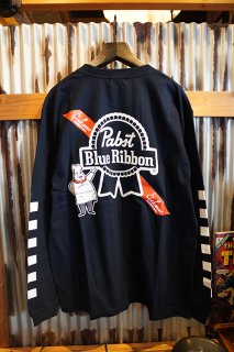 Cookman × Pabst Blue Ribbon Long sleeve T-shirts 「Pabst Ribbon Chef」 (NAVY)