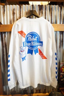 Cookman × Pabst Blue Ribbon Long sleeve T-shirts 「Pabst Ribbon Chef」 (WHITE)