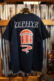 JEFF HO SURFBOARDS & ZEPHYR PRODUCTIONS RED LOGO S/S TEE (NAVY)