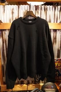 BALENO TOWN CLOTHING STORE ORIGINAL DAMAGE CREW NECK KNIT (BLACK)