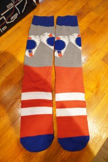 Pabst Blue Ribbon Men's Socks -Beer- (Navy/Gray/Red/White stripe)