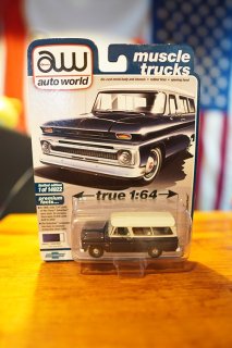 Auto World 1/64 1966 Chevrolet Suburban in Dark Blue Body with White Roof