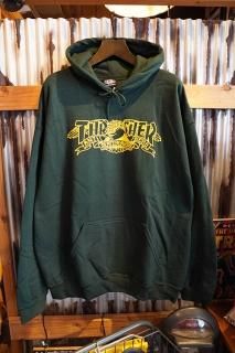 THRASHER X ANTIHERO MAG BANNER - L/S HOODIE (FOREST GREEN)